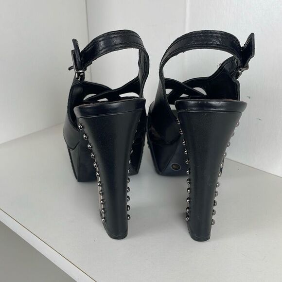 Studded Leather Slingback Platform Heels 7.5 - Picture 3 of 13